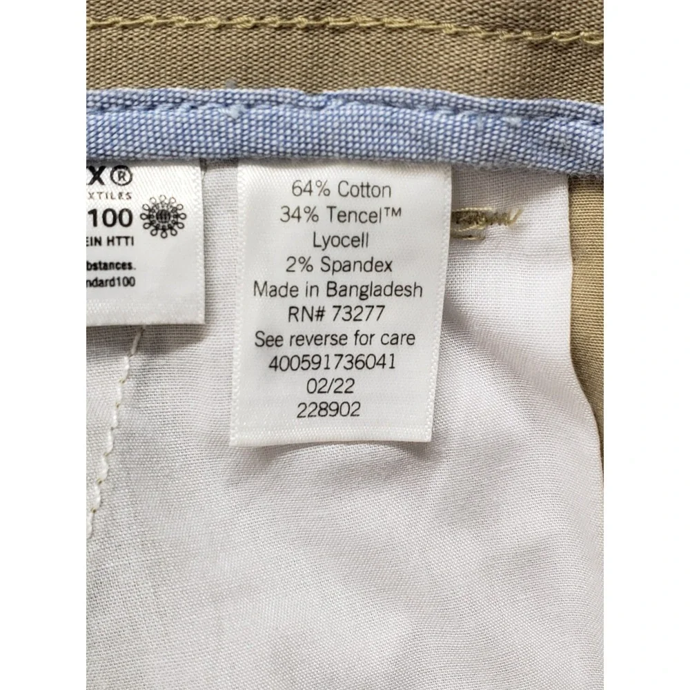Croft & Barrow Men Short 34 Beige Chino Flat Front Stretch Slash Pockets Classic